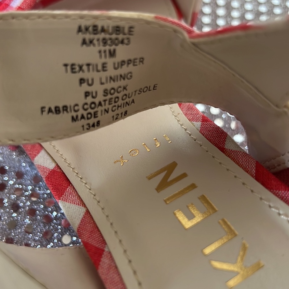 Anne Klein Red and White Checkered Sandals - Picture 7 of 15